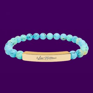 Luv Nation Natural Stone Stretch Bar Bracelet (Engraving)